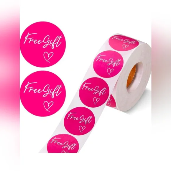 500pcs Thank You Free Gift Stickers Pink - Picture 1 of 5
